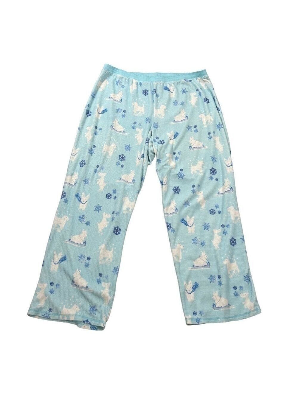 Blue White Soft Cozy Dogs in Snow Pajama Pants Bottoms Size XXL